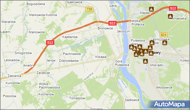 mapa Klikawa, Klikawa na mapie Targeo