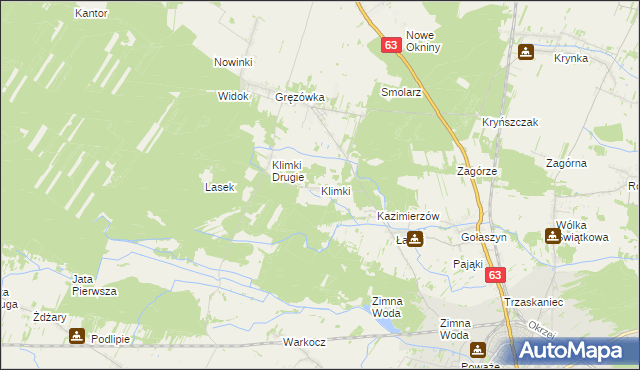 mapa Klimki gmina Łuków, Klimki gmina Łuków na mapie Targeo