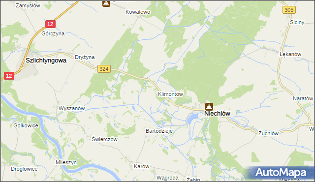 mapa Klimontów gmina Niechlów, Klimontów gmina Niechlów na mapie Targeo