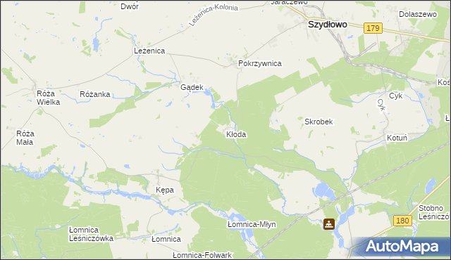 mapa Kłoda gmina Szydłowo, Kłoda gmina Szydłowo na mapie Targeo