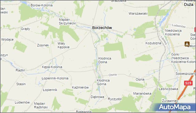 mapa Kłodnica Dolna, Kłodnica Dolna na mapie Targeo