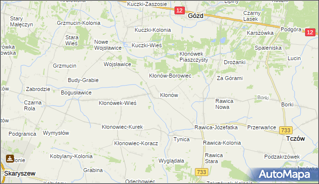 mapa Kłonów, Kłonów na mapie Targeo