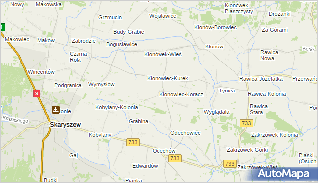 mapa Kłonowiec-Koracz, Kłonowiec-Koracz na mapie Targeo