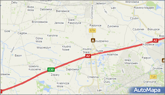 mapa Kłudno Stare, Kłudno Stare na mapie Targeo