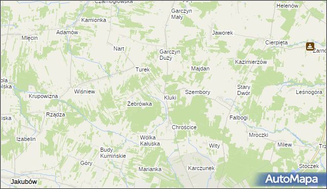 mapa Kluki gmina Kałuszyn, Kluki gmina Kałuszyn na mapie Targeo