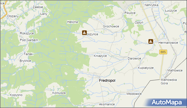 mapa Kniażyce, Kniażyce na mapie Targeo