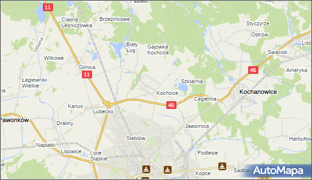 mapa Kochcice, Kochcice na mapie Targeo
