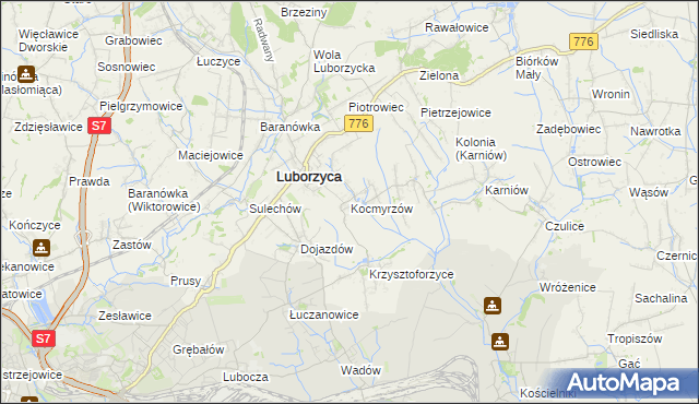 mapa Kocmyrzów, Kocmyrzów na mapie Targeo