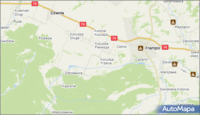 mapa Kocudza Trzecia, Kocudza Trzecia na mapie Targeo