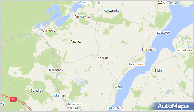 mapa Kodrąb gmina Wolin, Kodrąb gmina Wolin na mapie Targeo