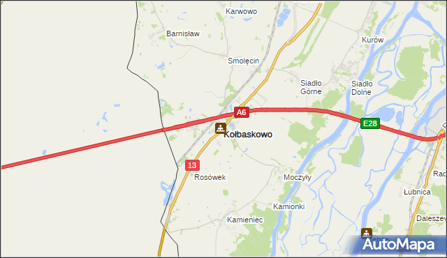 mapa Kołbaskowo, Kołbaskowo na mapie Targeo