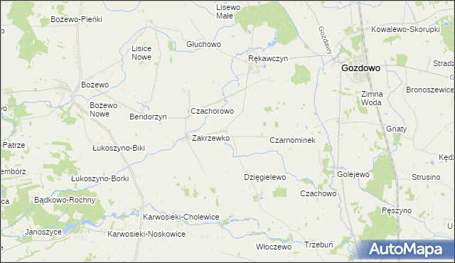 mapa Kolczyn gmina Gozdowo, Kolczyn gmina Gozdowo na mapie Targeo