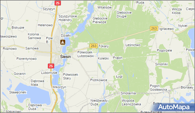 mapa Kolebki, Kolebki na mapie Targeo