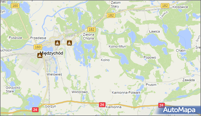 mapa Kolno gmina Międzychód, Kolno gmina Międzychód na mapie Targeo