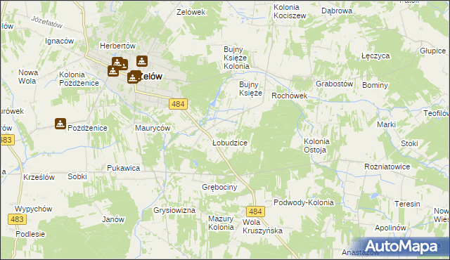 mapa Kolonia Łobudzice, Kolonia Łobudzice na mapie Targeo