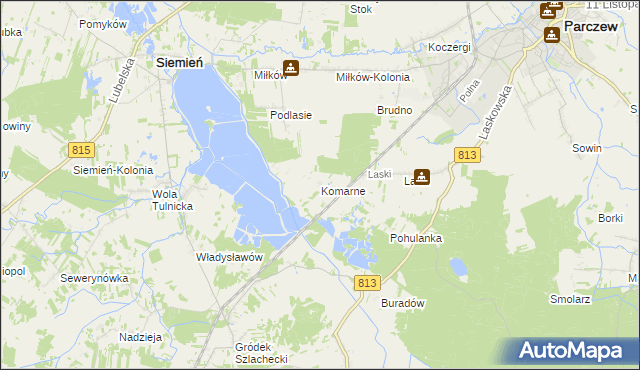 mapa Komarne, Komarne na mapie Targeo