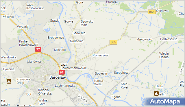 mapa Koniaczów, Koniaczów na mapie Targeo