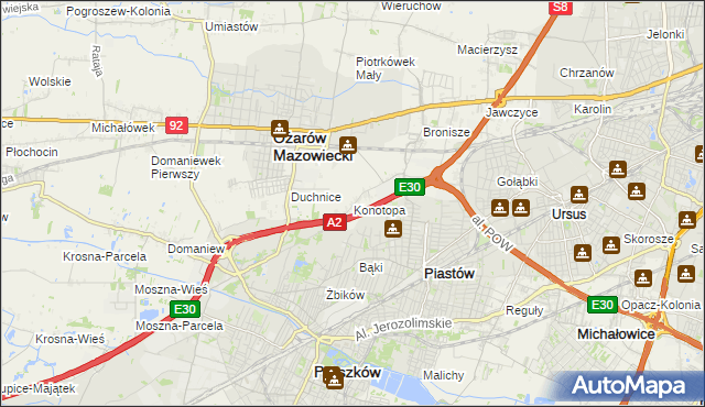 mapa Konotopa gmina Ożarów Mazowiecki, Konotopa gmina Ożarów Mazowiecki na mapie Targeo