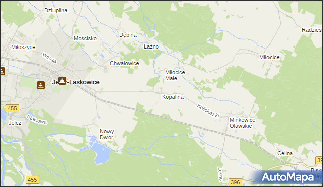 mapa Kopalina gmina Jelcz-Laskowice, Kopalina gmina Jelcz-Laskowice na mapie Targeo