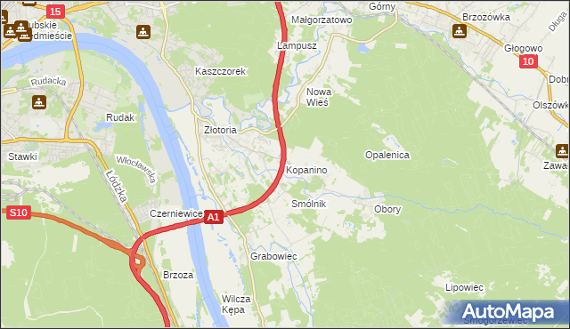 mapa Kopanino gmina Lubicz, Kopanino gmina Lubicz na mapie Targeo