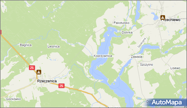 mapa Koprzywnica gmina Przechlewo, Koprzywnica gmina Przechlewo na mapie Targeo