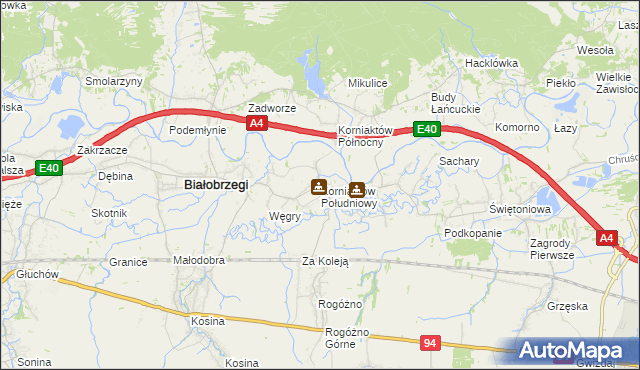 mapa Korniaktów Południowy, Korniaktów Południowy na mapie Targeo