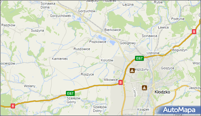 mapa Korytów gmina Kłodzko, Korytów gmina Kłodzko na mapie Targeo