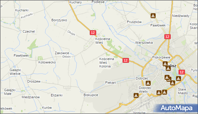 mapa Kościelna Wieś Kolonia, Kościelna Wieś Kolonia na mapie Targeo