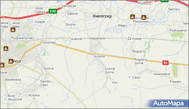 mapa Kosina, Kosina na mapie Targeo