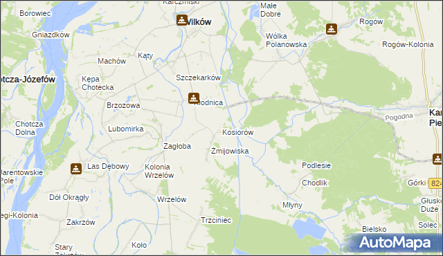 mapa Kosiorów gmina Wilków, Kosiorów gmina Wilków na mapie Targeo