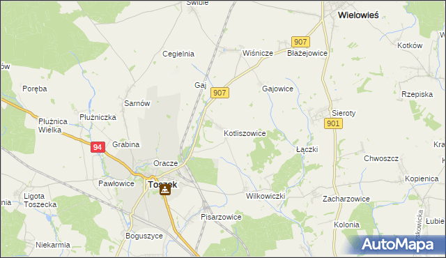 mapa Kotliszowice, Kotliszowice na mapie Targeo