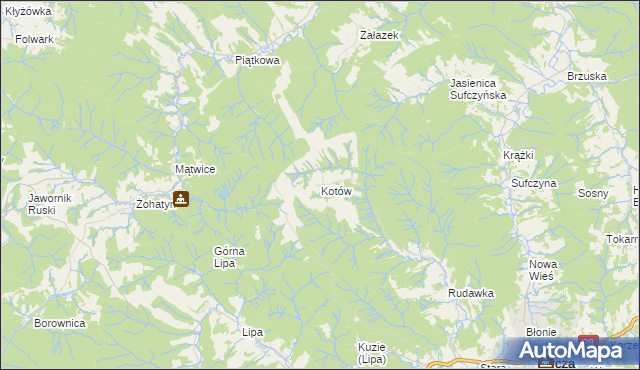 mapa Kotów gmina Bircza, Kotów gmina Bircza na mapie Targeo