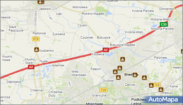 mapa Kotowice gmina Brwinów, Kotowice gmina Brwinów na mapie Targeo