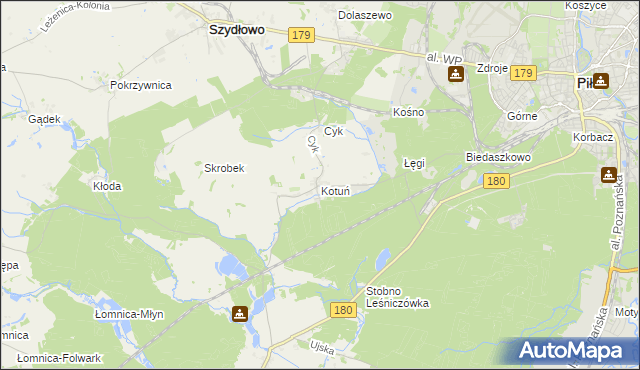 mapa Kotuń gmina Szydłowo, Kotuń gmina Szydłowo na mapie Targeo