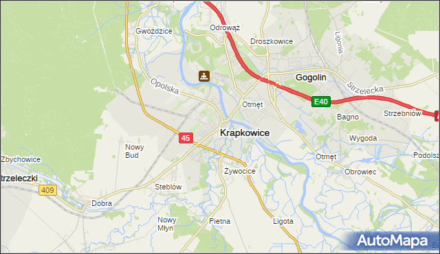 mapa Krapkowice, Krapkowice na mapie Targeo