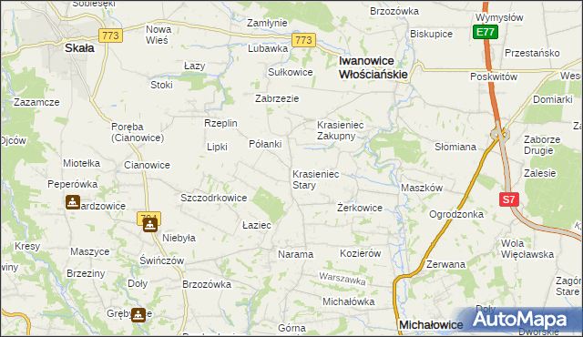 mapa Krasieniec Stary, Krasieniec Stary na mapie Targeo