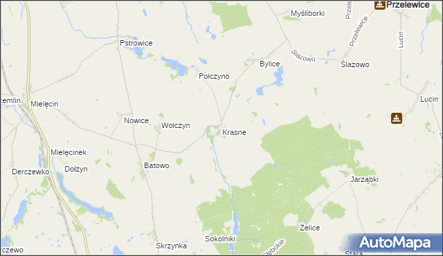 mapa Krasne gmina Lipiany, Krasne gmina Lipiany na mapie Targeo