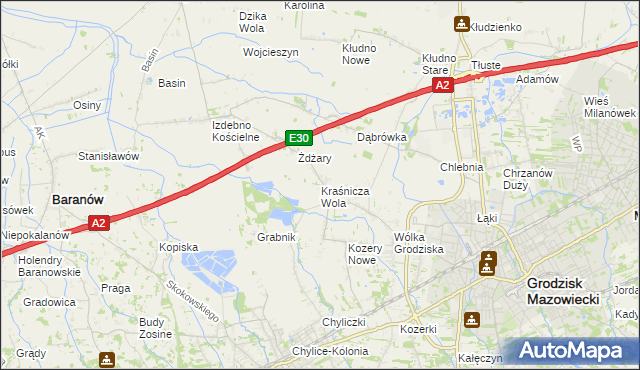 mapa Kraśnicza Wola, Kraśnicza Wola na mapie Targeo