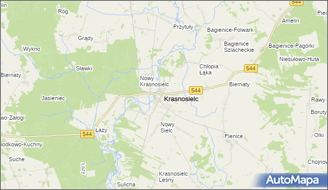 mapa Krasnosielc, Krasnosielc na mapie Targeo