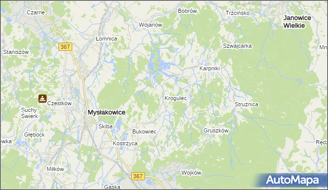 mapa Krogulec gmina Mysłakowice, Krogulec gmina Mysłakowice na mapie Targeo