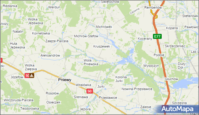 mapa Kruszew gmina Pniewy, Kruszew gmina Pniewy na mapie Targeo