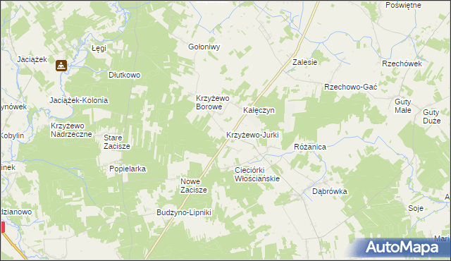 mapa Krzyżewo-Jurki, Krzyżewo-Jurki na mapie Targeo