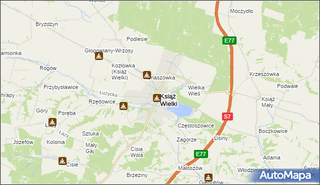 mapa Książ Wielki, Książ Wielki na mapie Targeo