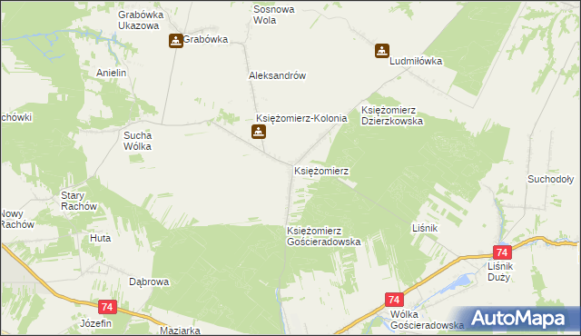 mapa Księżomierz-Osada, Księżomierz-Osada na mapie Targeo