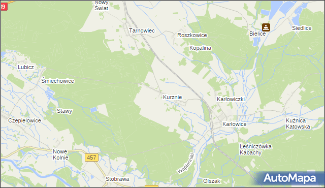 mapa Kurznie, Kurznie na mapie Targeo