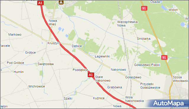 mapa Łagiewniki gmina Włocławek, Łagiewniki gmina Włocławek na mapie Targeo