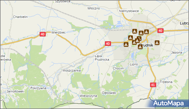 mapa Łąka Prudnicka, Łąka Prudnicka na mapie Targeo