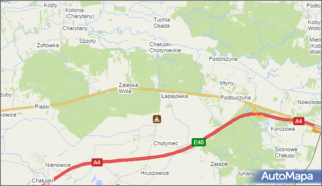 mapa Łapajówka gmina Radymno, Łapajówka gmina Radymno na mapie Targeo