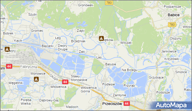 mapa Las gmina Przeciszów, Las gmina Przeciszów na mapie Targeo