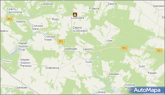 mapa Łasochy, Łasochy na mapie Targeo